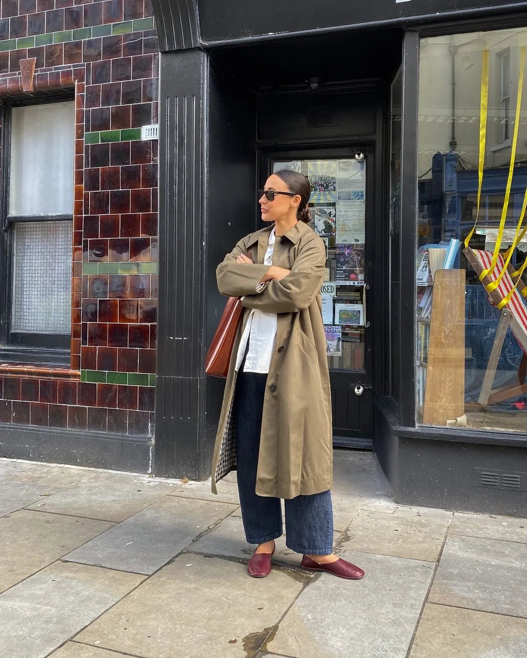 Mavy Long Button Trench Coat - Women's Fall and Winter Outerwear - Image 3