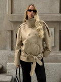 Melanie Stand Up Collar Short Trench Coat - Women's Fall and Winter Outerwear - Image 2
