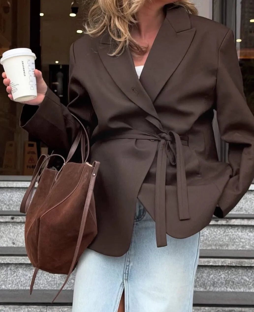 Mia Lace Up Blazer - Women's Fall and Winter Outerwear - Image 3