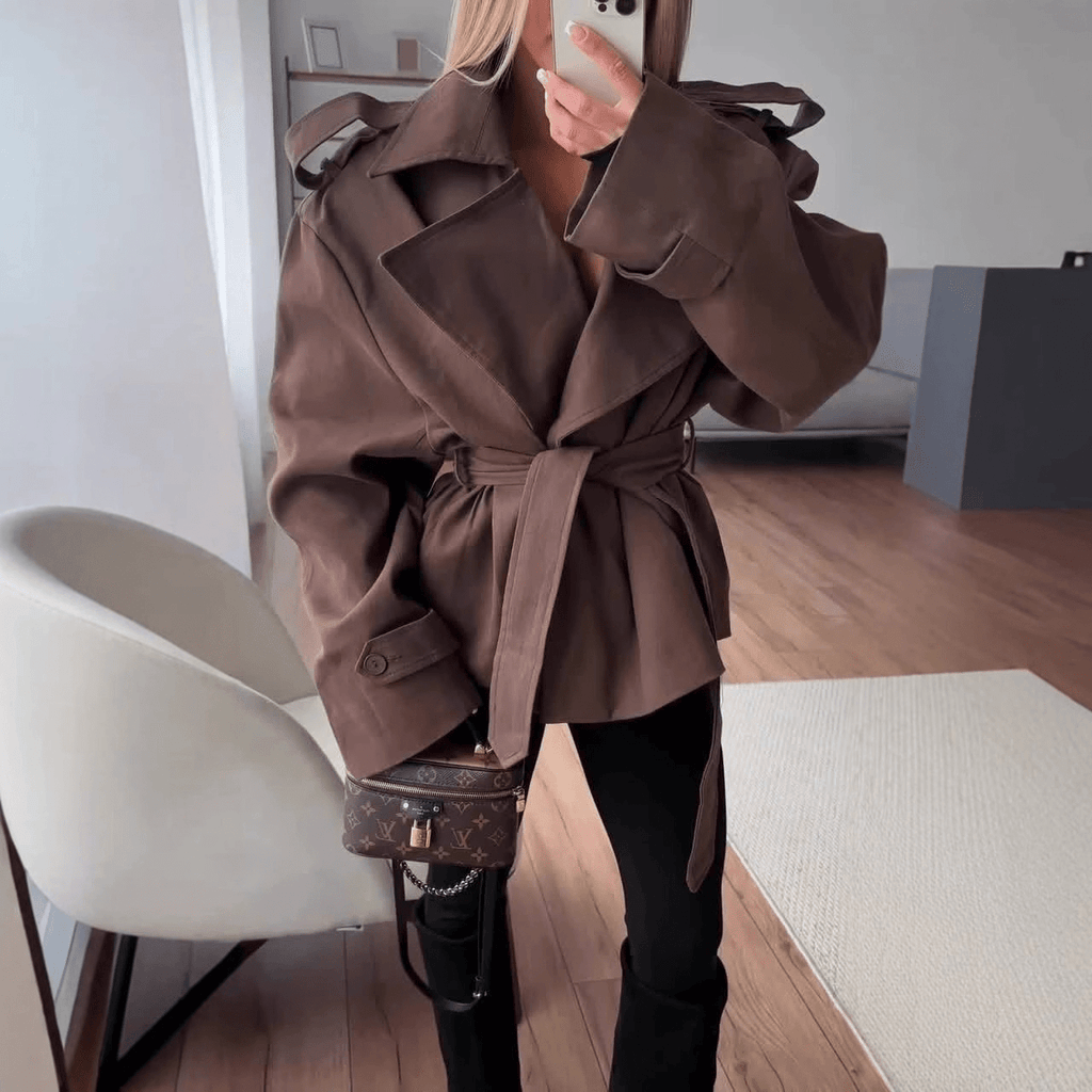 Molly Belted Cropped Trench Coat - Women's Fall and Winter Outerwear - Image 8