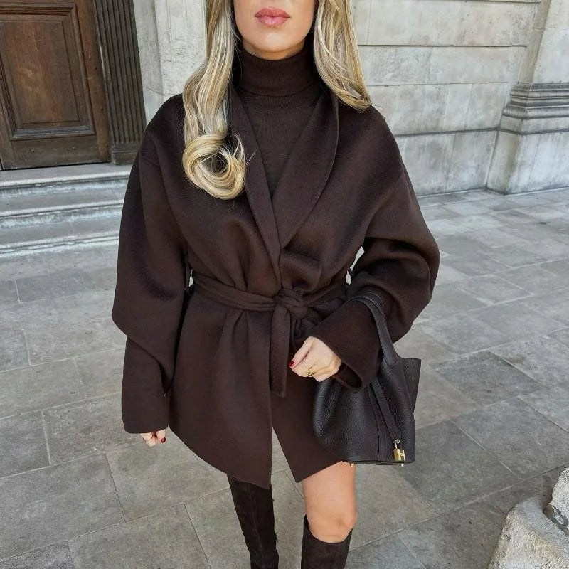 Monica Belted Oversized Wrap Coat - Women's Fall and Winter Outerwear - Image 2