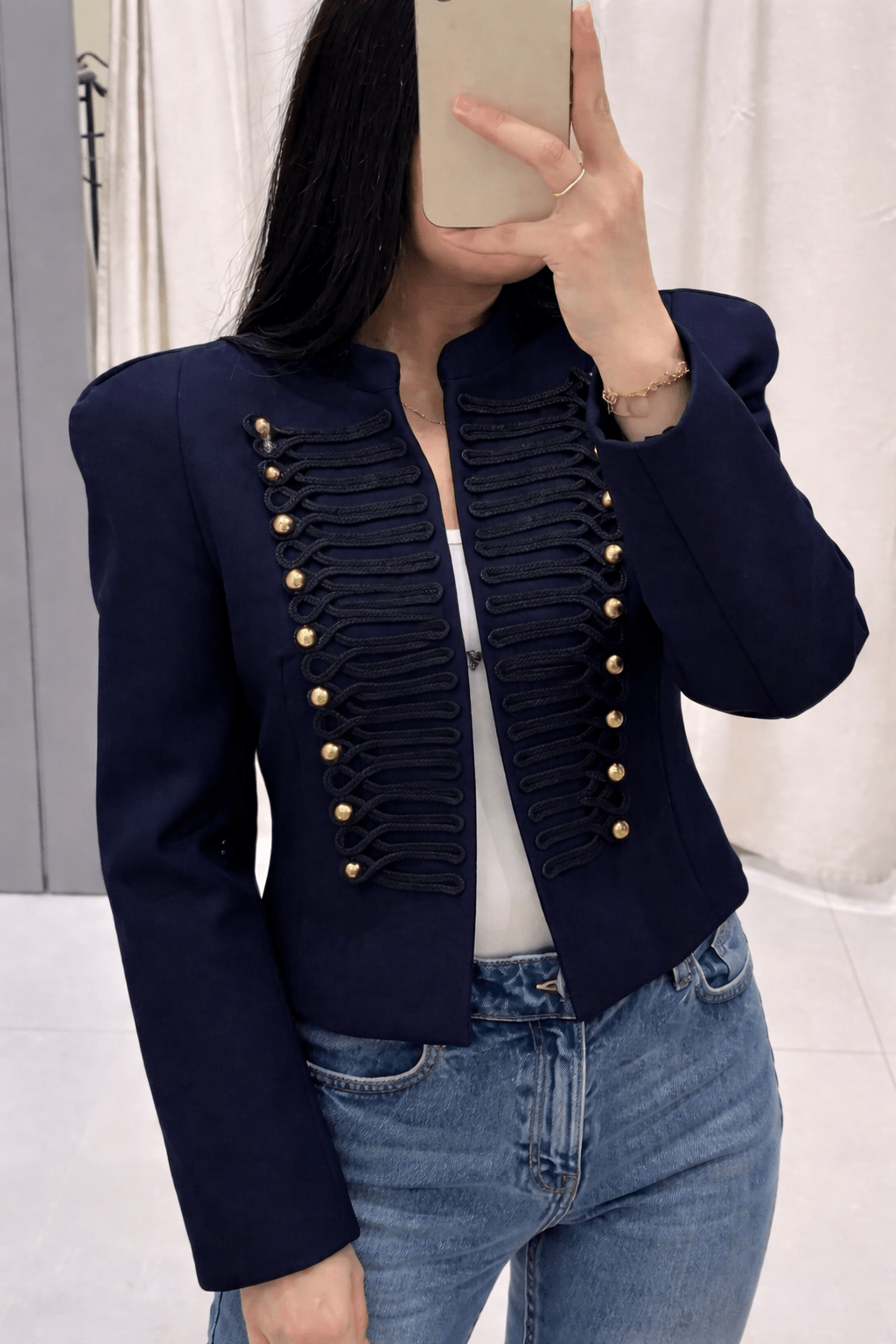 Nadya Stand Collar Napoleon Jacket - Women's Fall and Winter Outerwear - Image 3