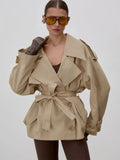 Octavia Lace-Up Stand Collar Trenchcoat - Women's Fall and Winter Outerwear - Image 5