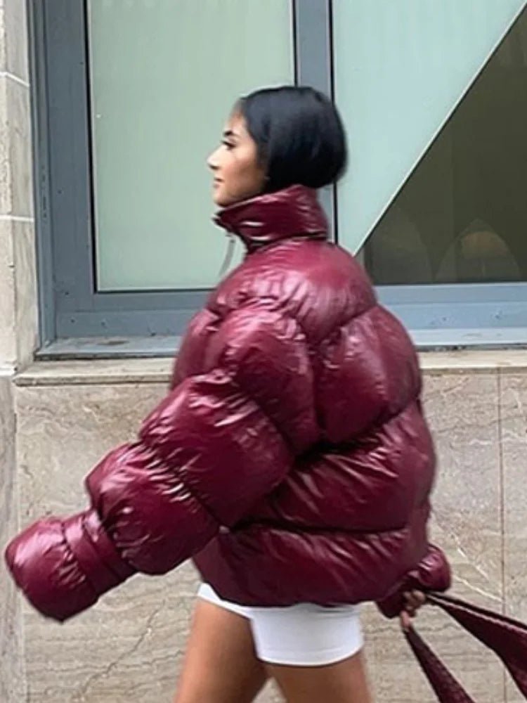 Olivia Shiny Puffer Jacket - Women's Fall and Winter Outerwear - Image 4