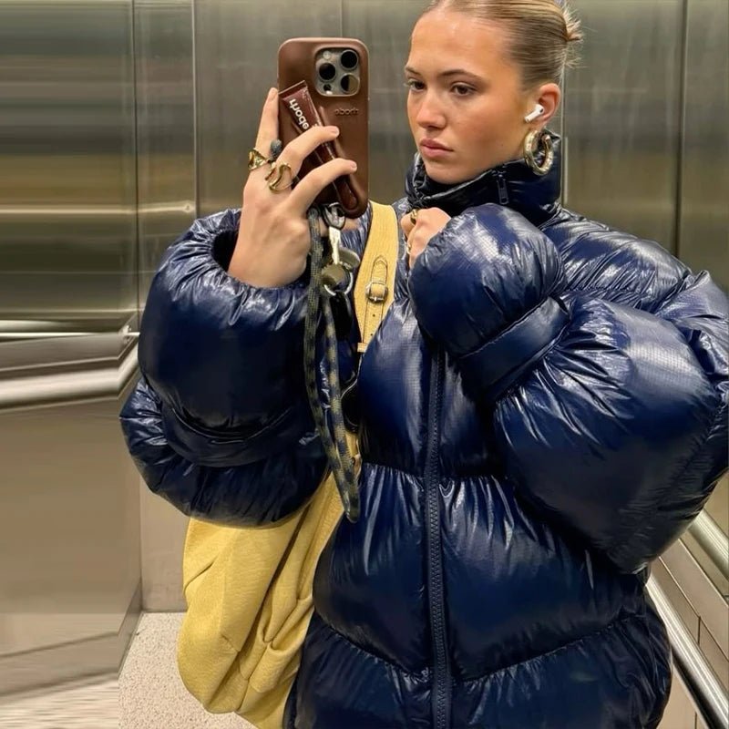 Olivia Shiny Puffer Jacket - Women's Fall and Winter Outerwear - Image 7