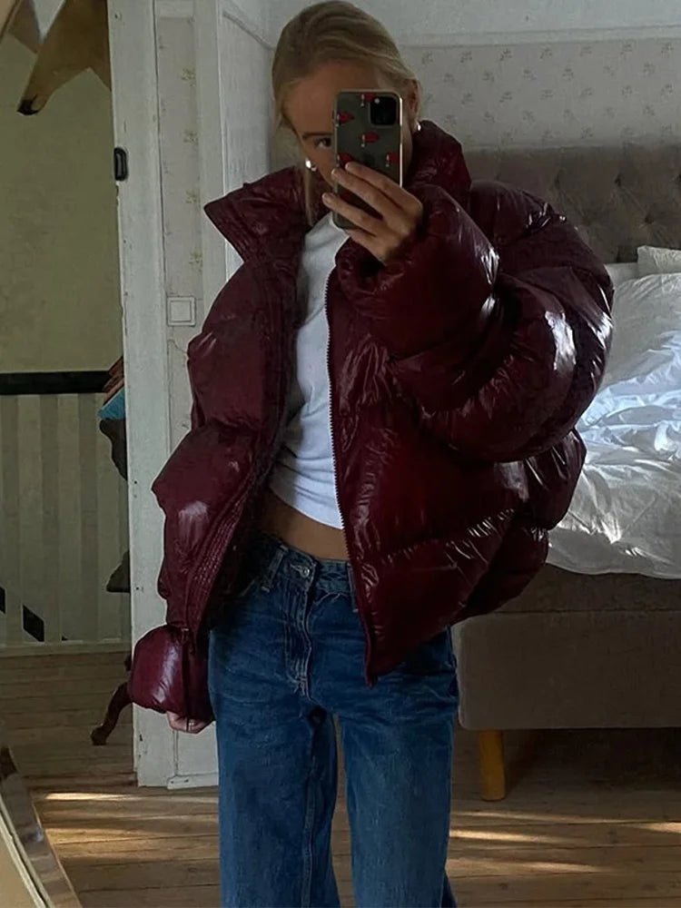 Olivia Shiny Puffer Jacket - Women's Fall and Winter Outerwear - Image 5