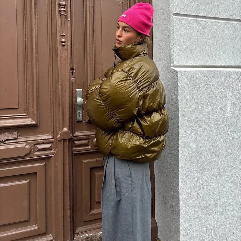 Olivia Shiny Puffer Jacket - Women's Fall and Winter Outerwear - Image 2