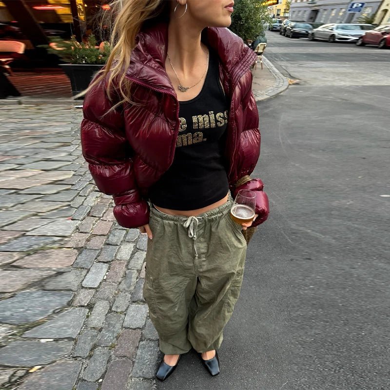 Olivia Shiny Puffer Jacket - Women's Fall and Winter Outerwear - Image 6