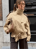 Phoebe Lace Up Cropped Trench Coat - Women's Fall and Winter Outerwear