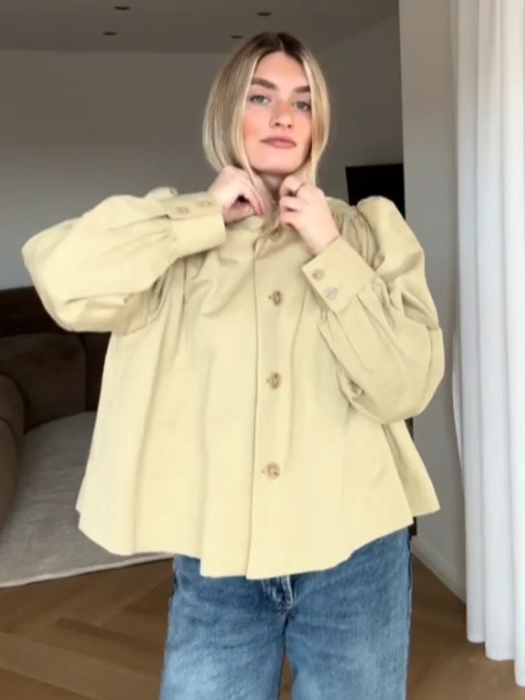 Pia Puff Sleeve Jacket - Women's Fall and Winter Outerwear - Image 4