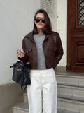 Rachelle Cropped Faux Leather Jacket - Women's Fall and Winter Outerwear - Image 4
