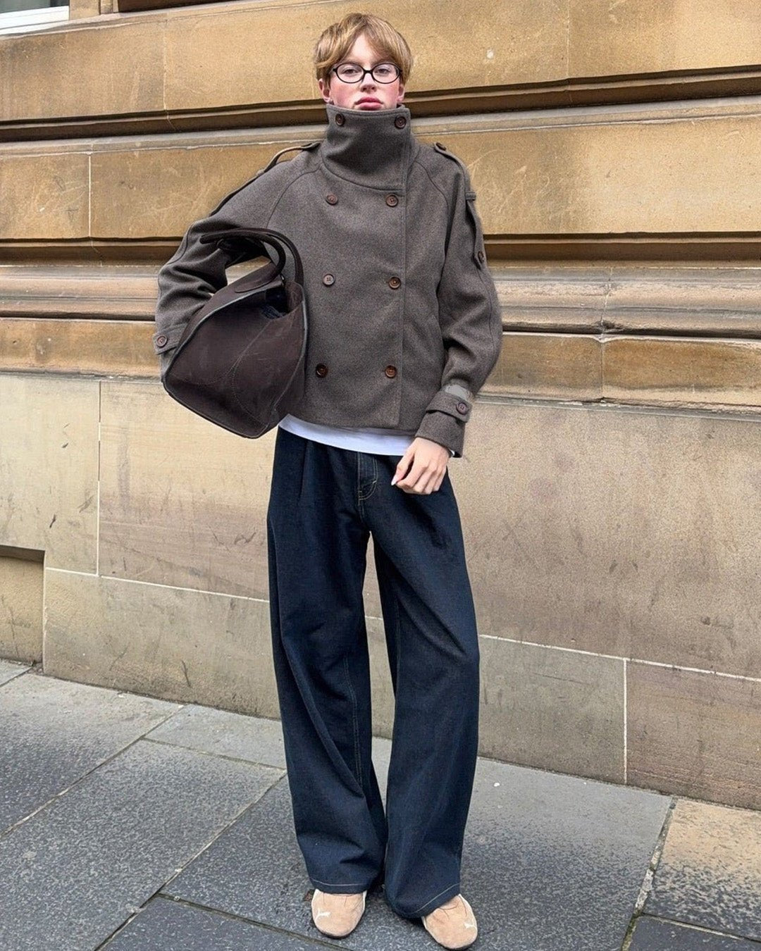 Rhea Stand Collar Breasted Coat - Women's Fall and Winter Outerwear - Image 7
