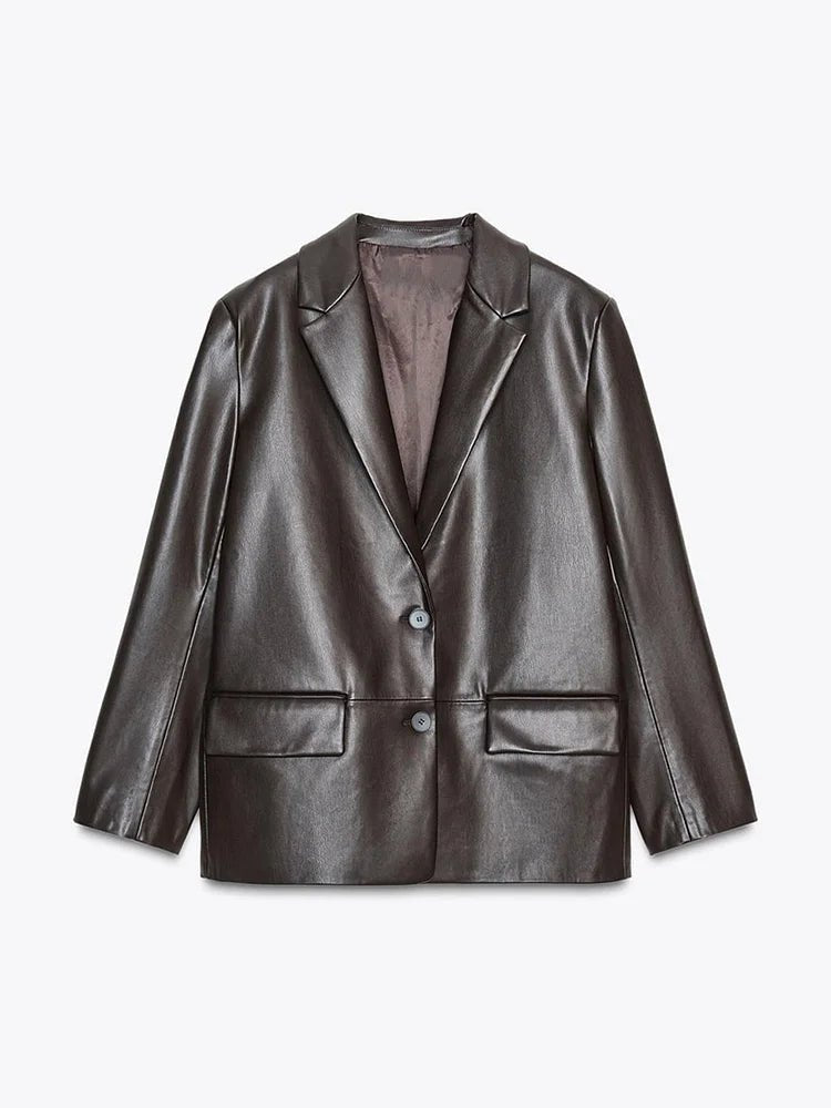 Ryza Vegan Leather Blazer - Women's Fall and Winter Outerwear