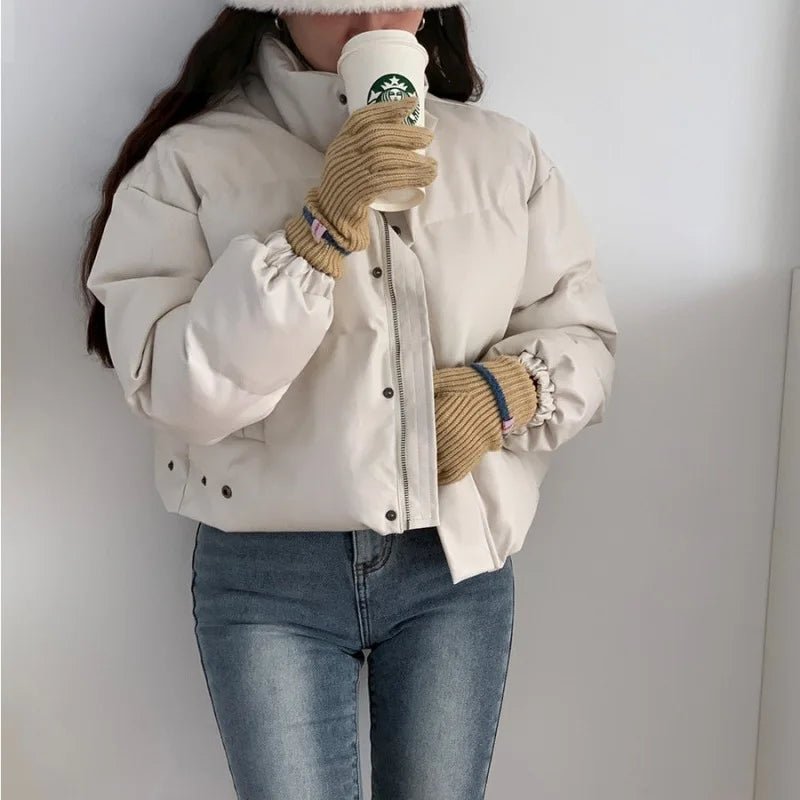 Samantha Faux Leather Puffer Jacket - Women's Fall and Winter Outerwear - Image 9
