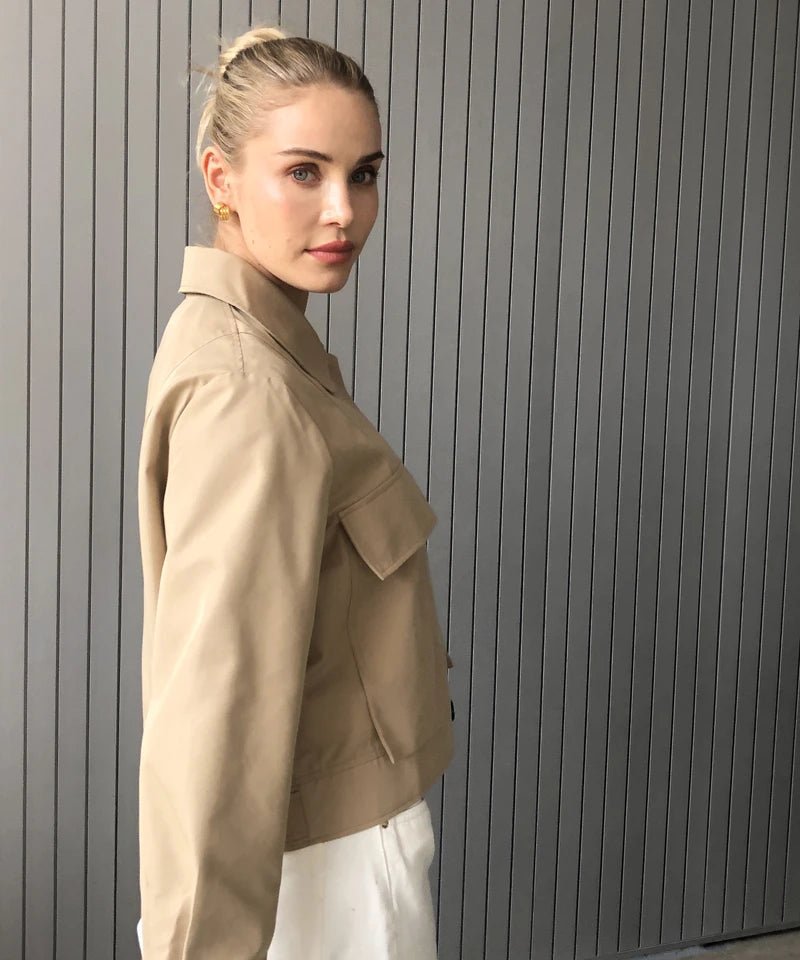 Sandra Flap Pockets Short Jacket - Women's Fall and Winter Outerwear - Image 4