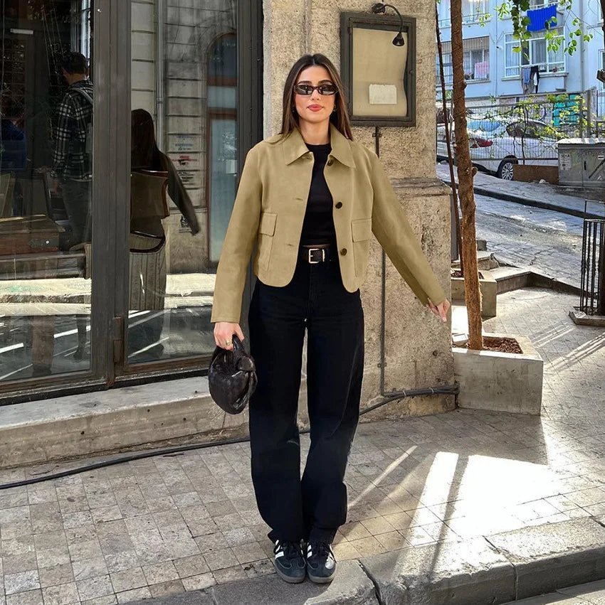 Sandy Collared Suede Jacket - Women's Fall and Winter Outerwear - Image 3