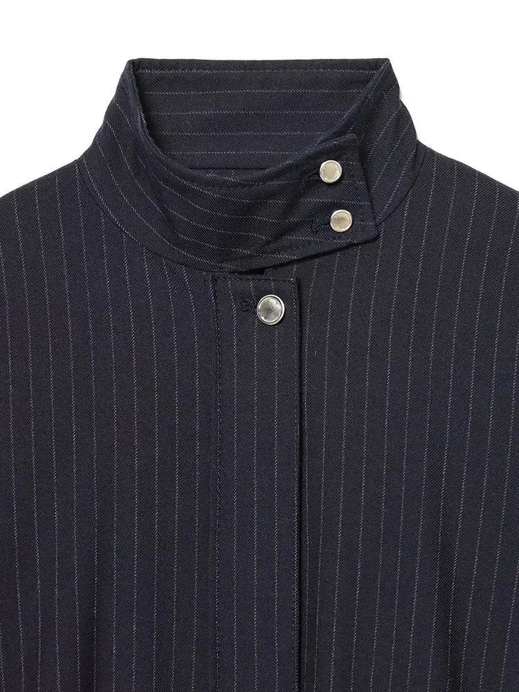 Saskia Striped Stand Collar Jacket - Women's Fall and Winter Outerwear - Image 4