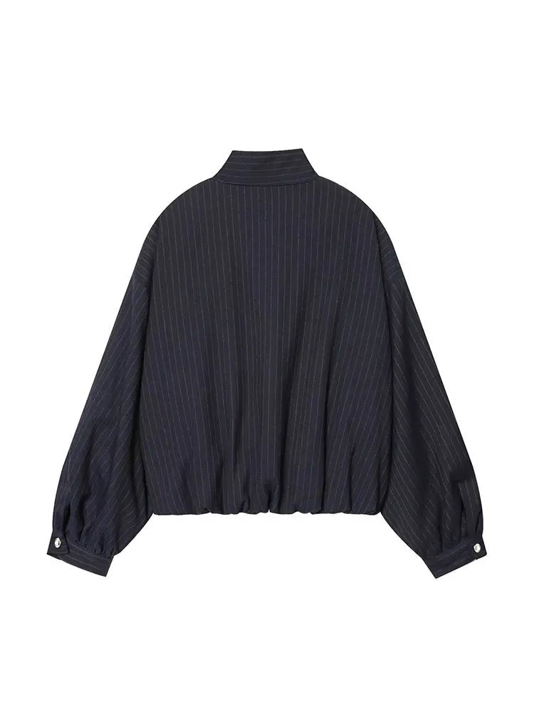 Saskia Striped Stand Collar Jacket - Women's Fall and Winter Outerwear - Image 3