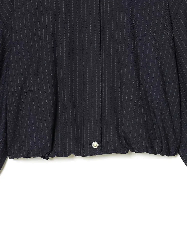 Saskia Striped Stand Collar Jacket - Women's Fall and Winter Outerwear - Image 5