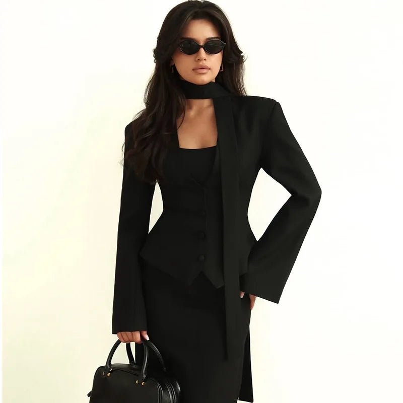 Scarlett Scarf Blazer Coat - Women's Fall and Winter Outerwear - Image 6
