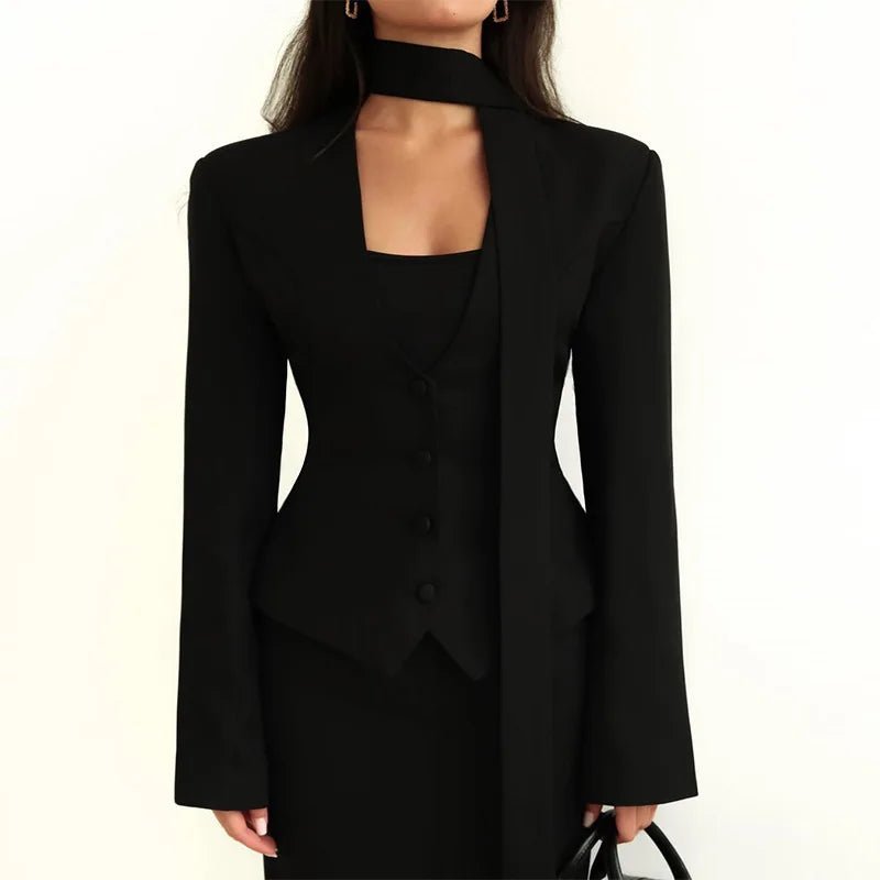 Scarlett Scarf Blazer Coat - Women's Fall and Winter Outerwear - Image 5