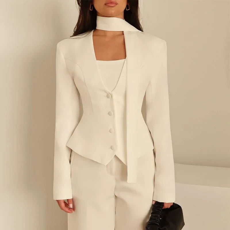 Scarlett Scarf Blazer Coat - Women's Fall and Winter Outerwear - Image 2