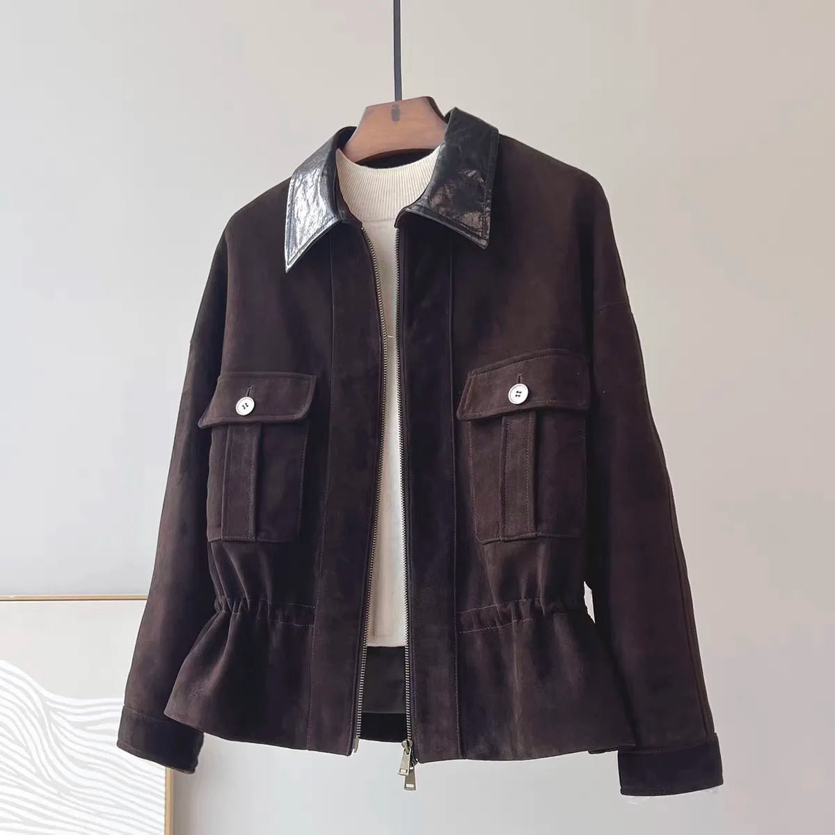 Sharmaine Slim Fit Suede Jacket - Women's Fall and Winter Outerwear - Image 2