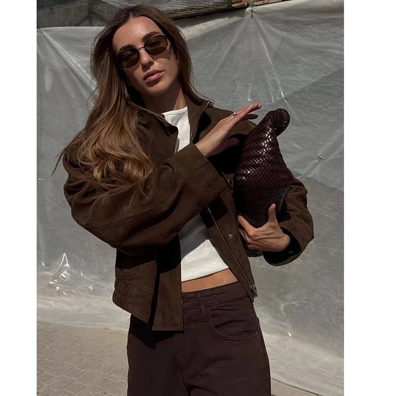 Nicole Faux Suede Jacket - Women's Fall and Winter Outerwear - Image 3