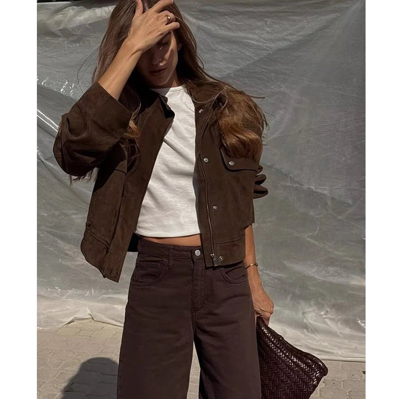 Nicole Faux Suede Jacket - Women's Fall and Winter Outerwear - Image 2