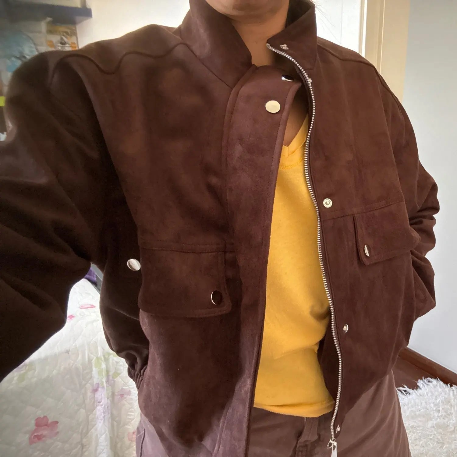 Nicole Faux Suede Jacket - Women's Fall and Winter Outerwear - Image 4