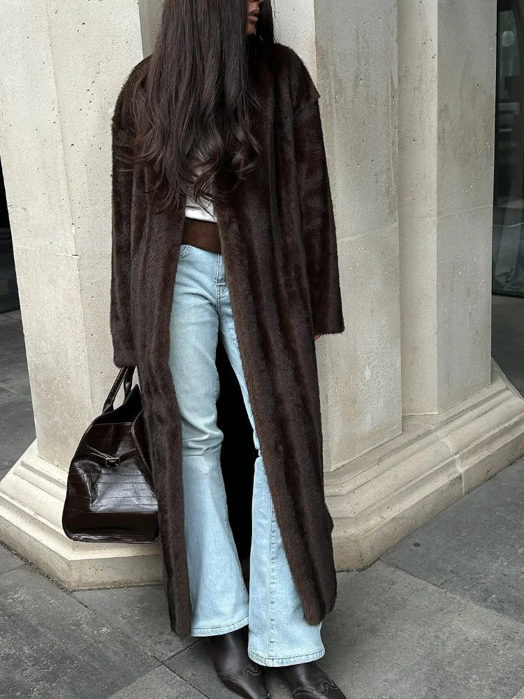 Suzy Faux Fur Maxi Coat - Women's Fall and Winter Outerwear - Image 2