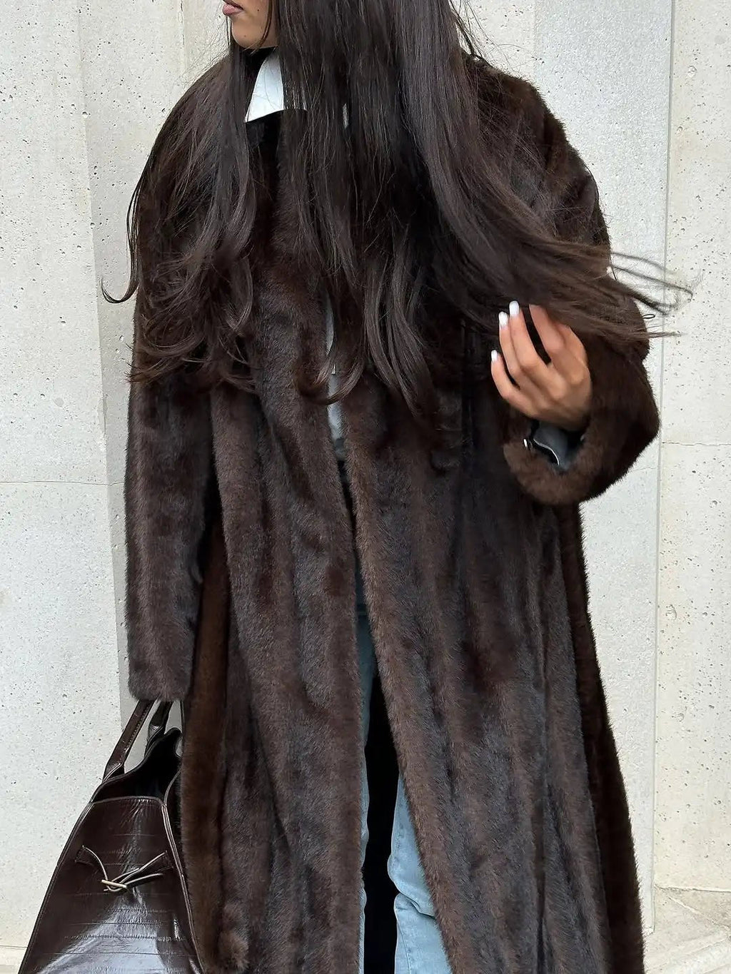 Suzy Faux Fur Maxi Coat - Women's Fall and Winter Outerwear - Image 3