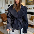 Tara Lace Up Cropped Trench Coat - Women's Fall and Winter Outerwear
