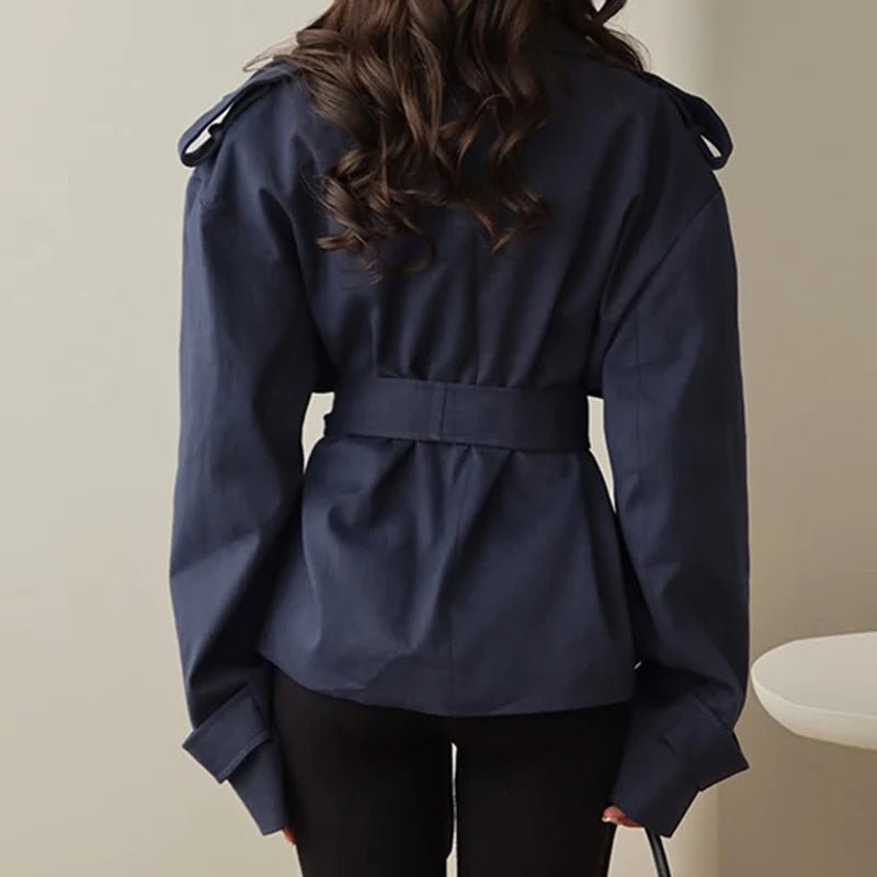 Tara Lace Up Cropped Trench Coat - Women's Fall and Winter Outerwear - Image 3