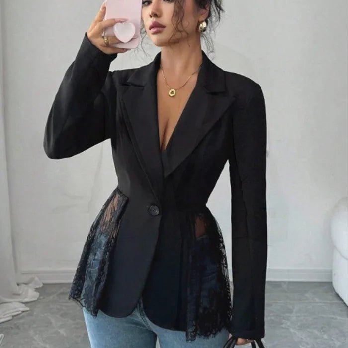 Taylor Lace Panel Tailored Blazer - Women's Fall and Winter Outerwear - Image 2
