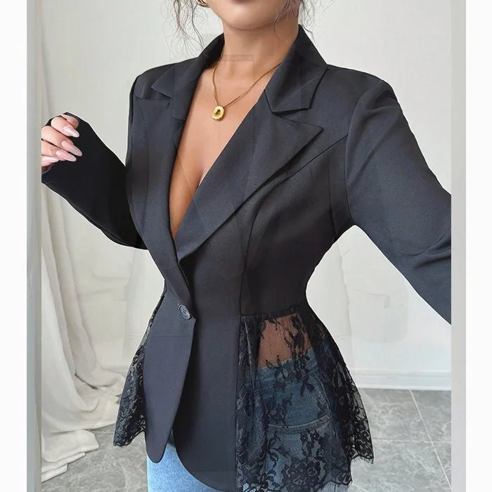 Taylor Lace Panel Tailored Blazer - Women's Fall and Winter Outerwear - Image 3