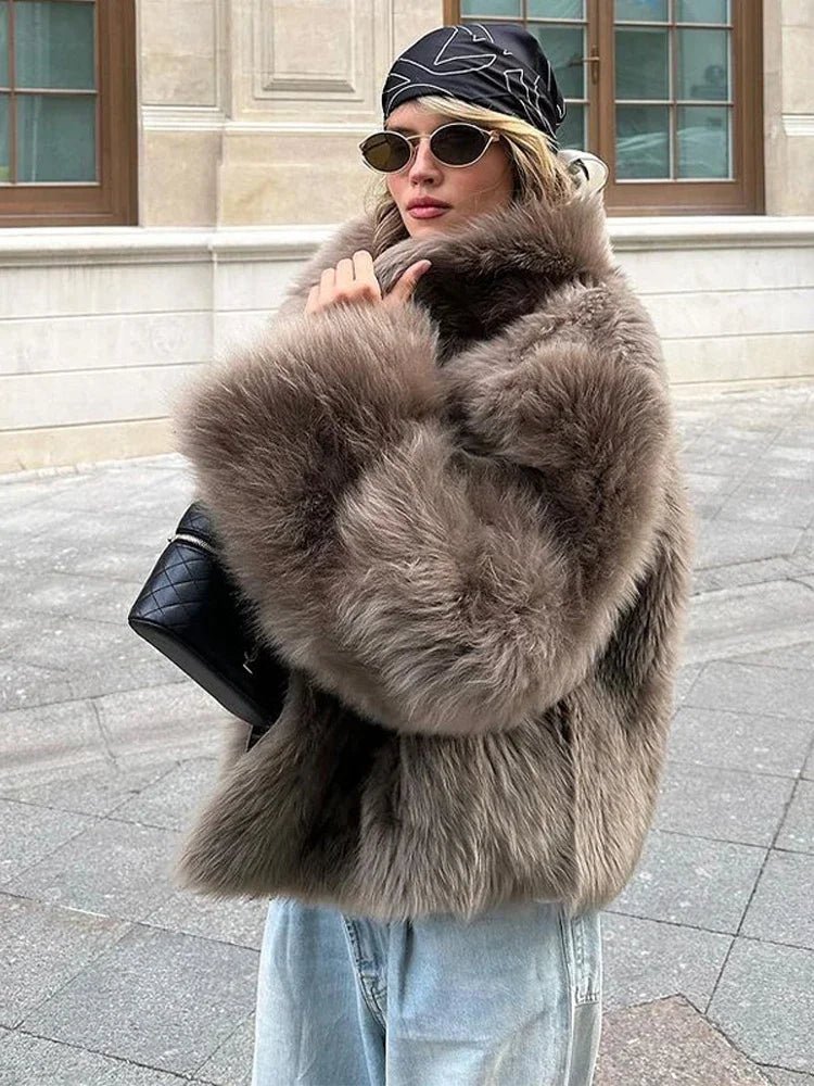Thalia Faux Fur Coat - Women's Fall and Winter Outerwear - Image 3