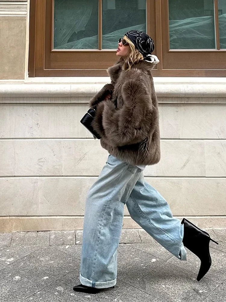 Thalia Faux Fur Coat - Women's Fall and Winter Outerwear - Image 2