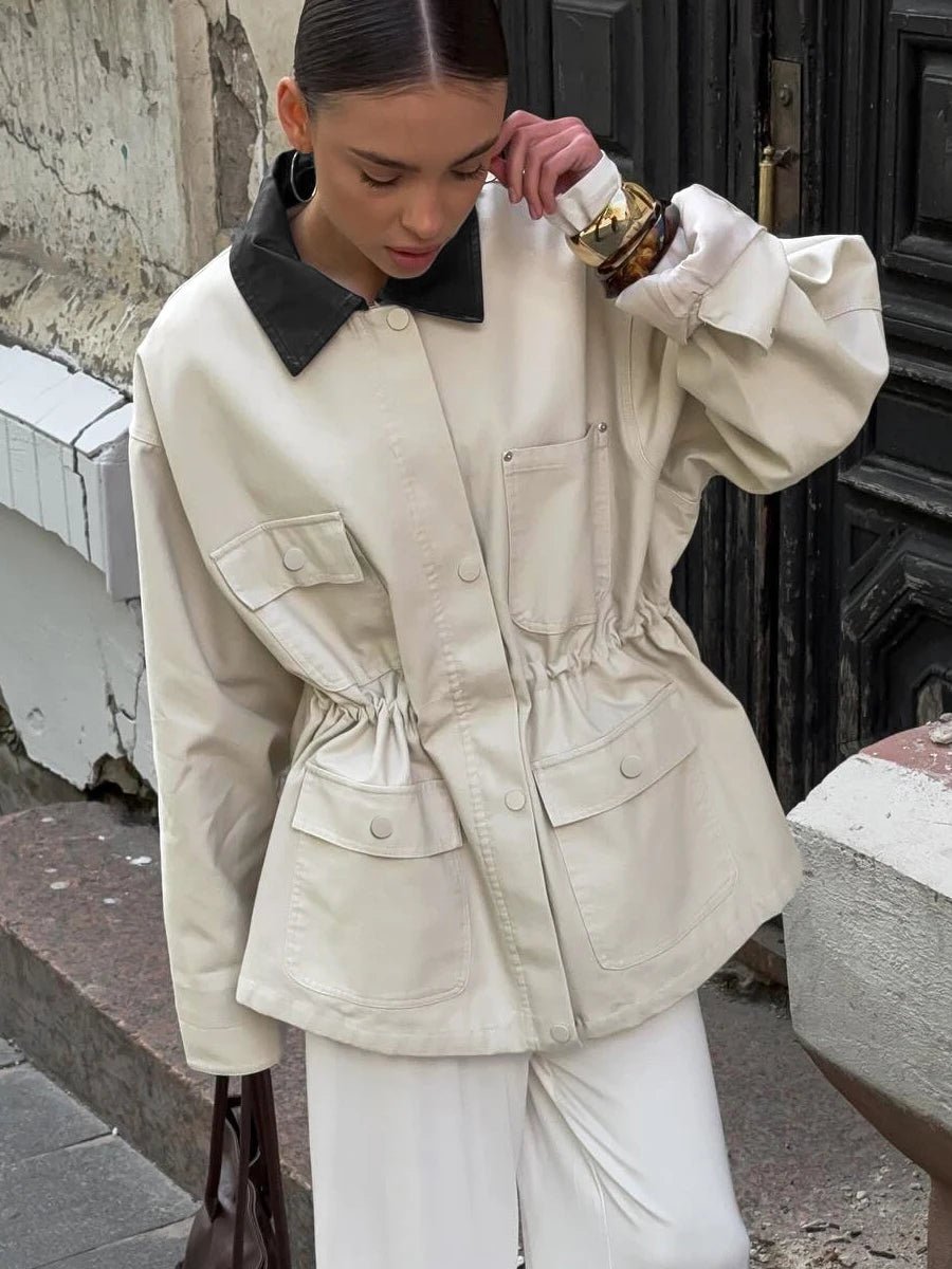 Therese Drawstring Oversized Jacket - Women's Fall and Winter Outerwear - Image 2