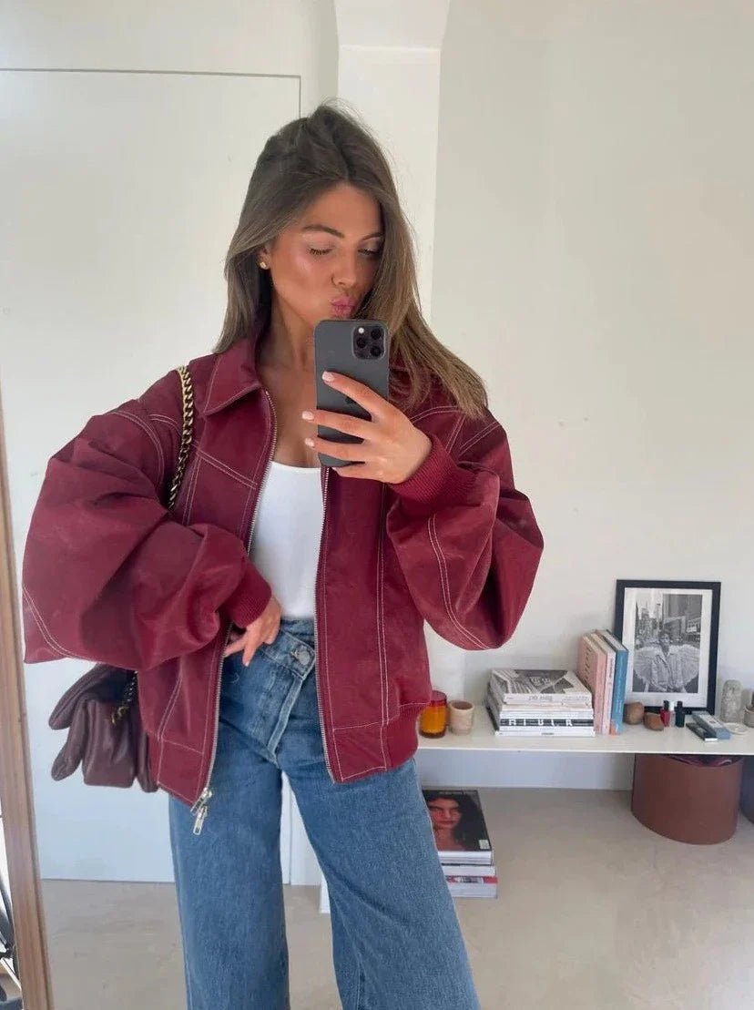 Tina Bomber Jacket - Vintage-Inspired Glossy Finish - Image 8