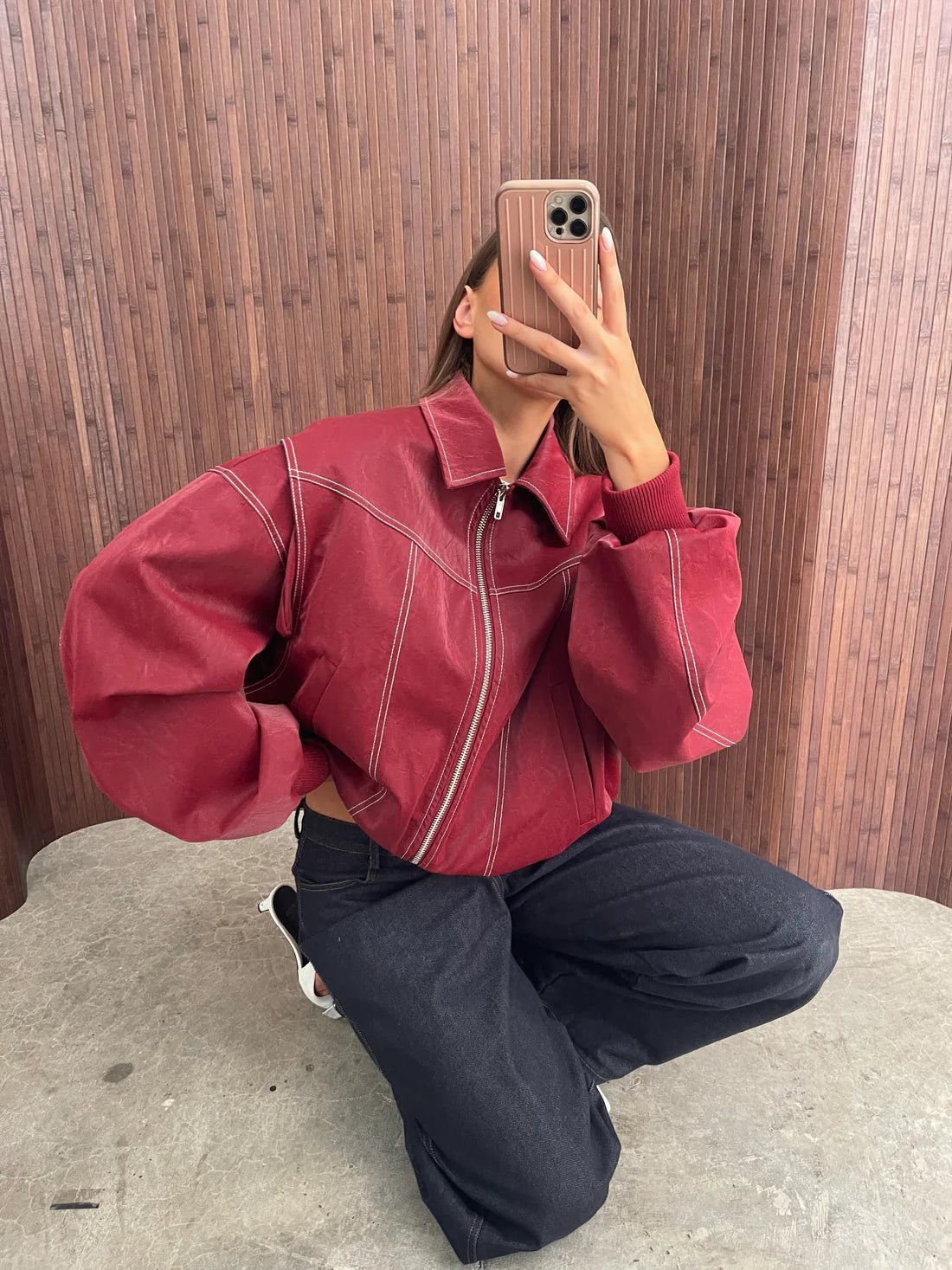 Tina Bomber Jacket - Vintage-Inspired Glossy Finish - Image 10