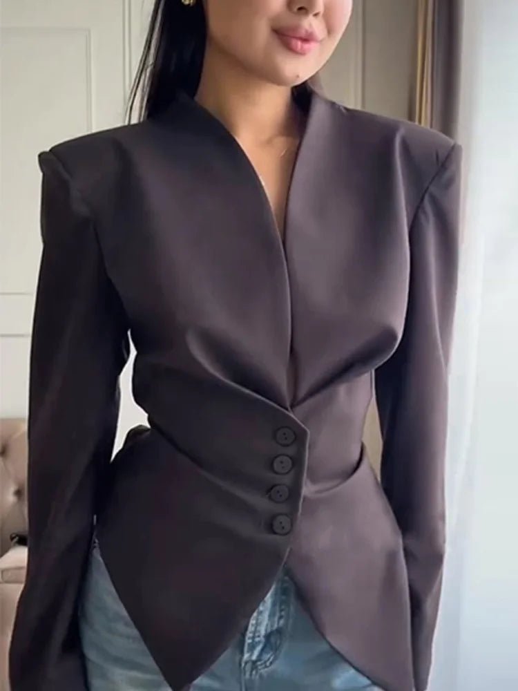 Tricia Structured Shoulder Cinched Blazer - Women's Fall and Winter Outerwear