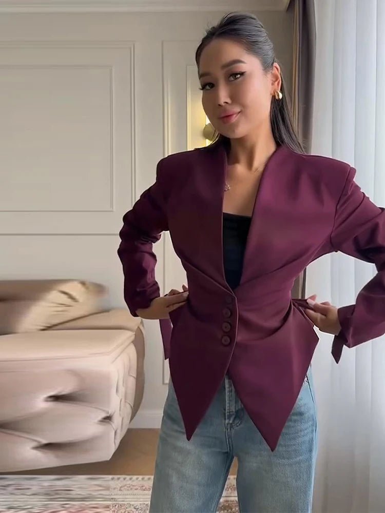 Tricia Structured Shoulder Cinched Blazer - Women's Fall and Winter Outerwear - Image 6