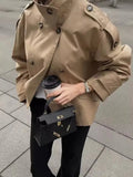Lucy Stand Collar Cropped Trench Coat - Women's Fall and Winter Outerwear - Image 3