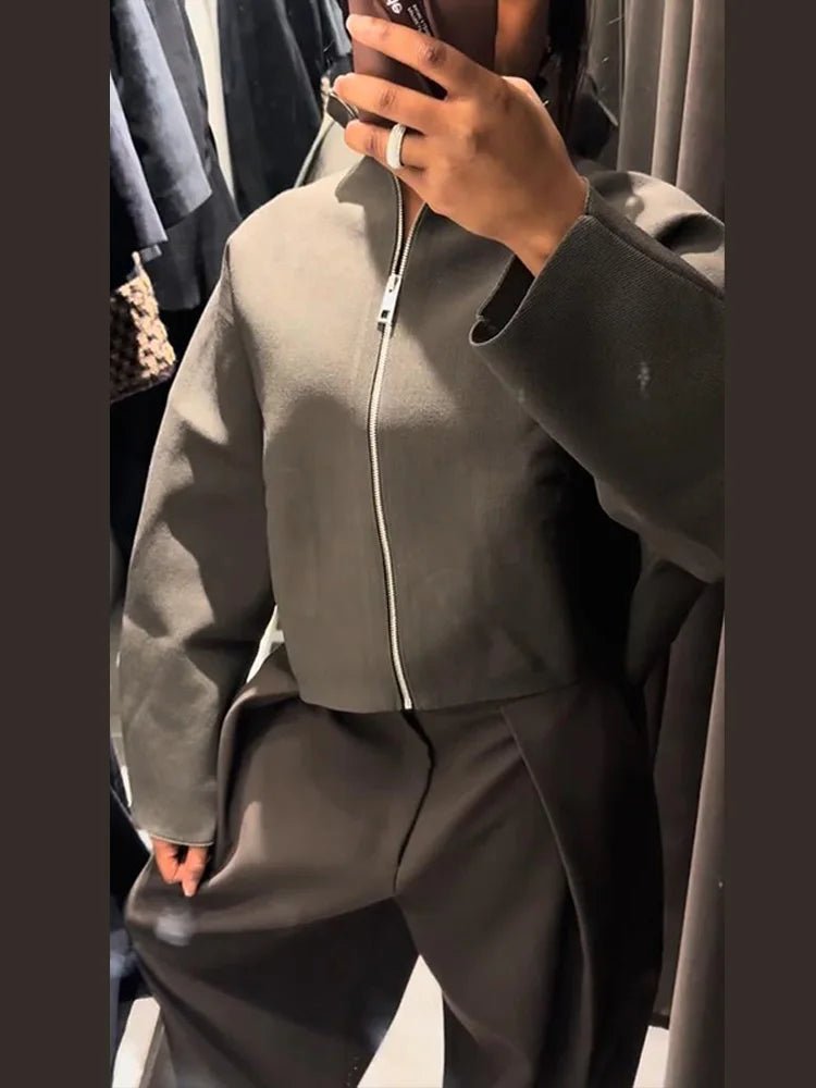 Zarina Zip Up Cropped Jacket - Women's Fall and Winter Outerwear - Image 11