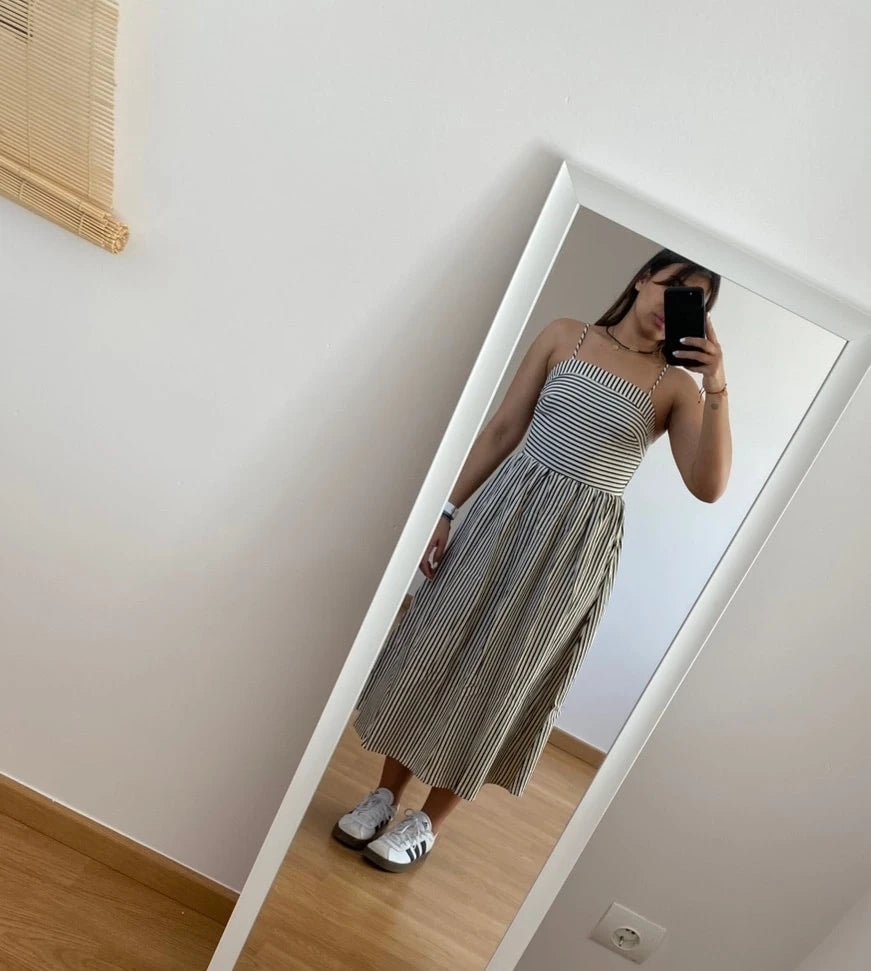Airlin Striped Ruched Cami Maxi Dress - Elegant Occasion Dress for Women - Image 3