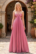 Aisen Women's Crinkle Chiffon Maxi Dress - Flowy Lightweight Summer Dress, Pink - Image 4