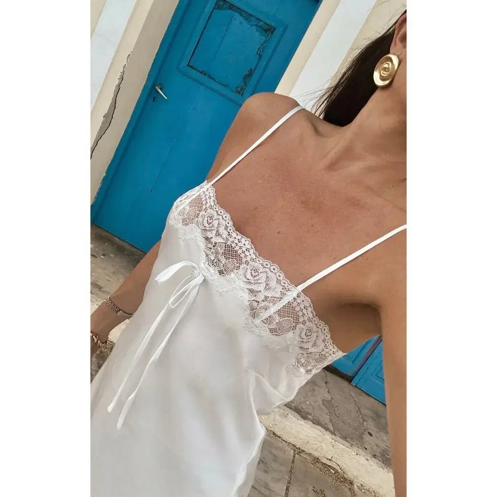 Tessa Satin Lace-Trim Maxi Dress - Elegant Occasion Dress for Women - Image 2