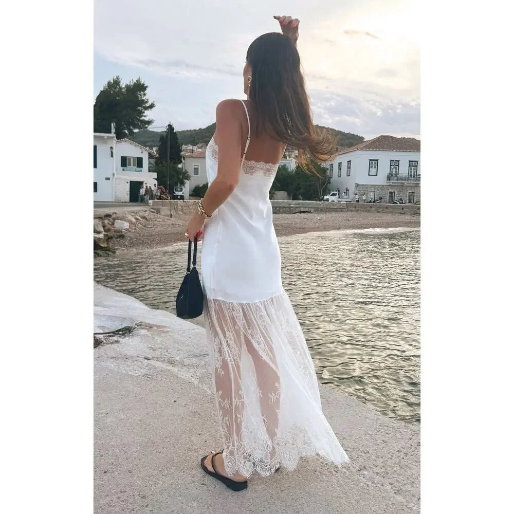 Tessa Satin Lace-Trim Maxi Dress - Elegant Occasion Dress for Women - Image 5