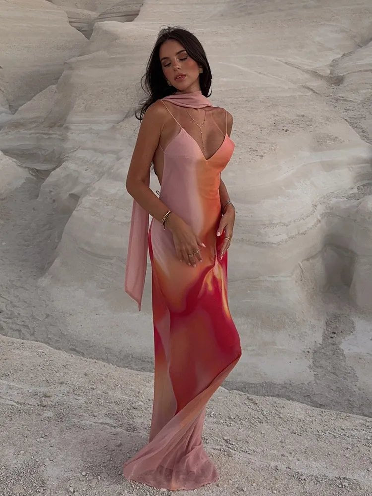Emma Open-Back Ombre Satin Maxi Dress - Elegant Occasion Dress for Women - Image 3